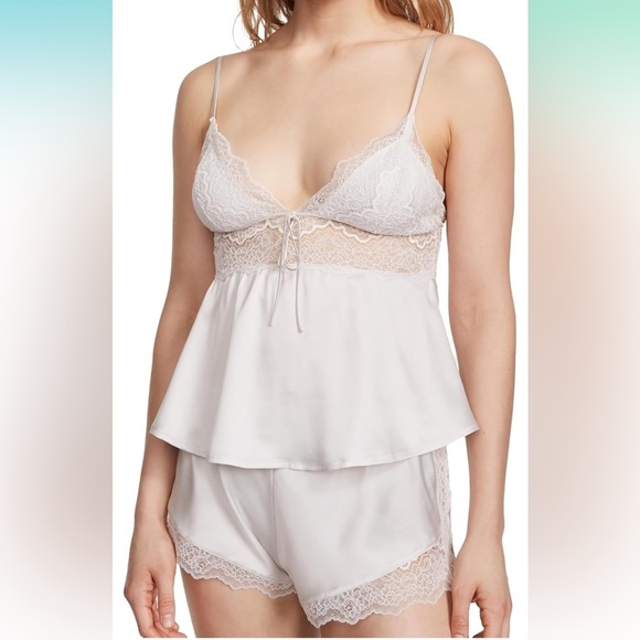 Victoria's Secret Satin & Lace Babydoll Cami Top & Shorts Pajama Set White SizeS - Picture 1 of 15